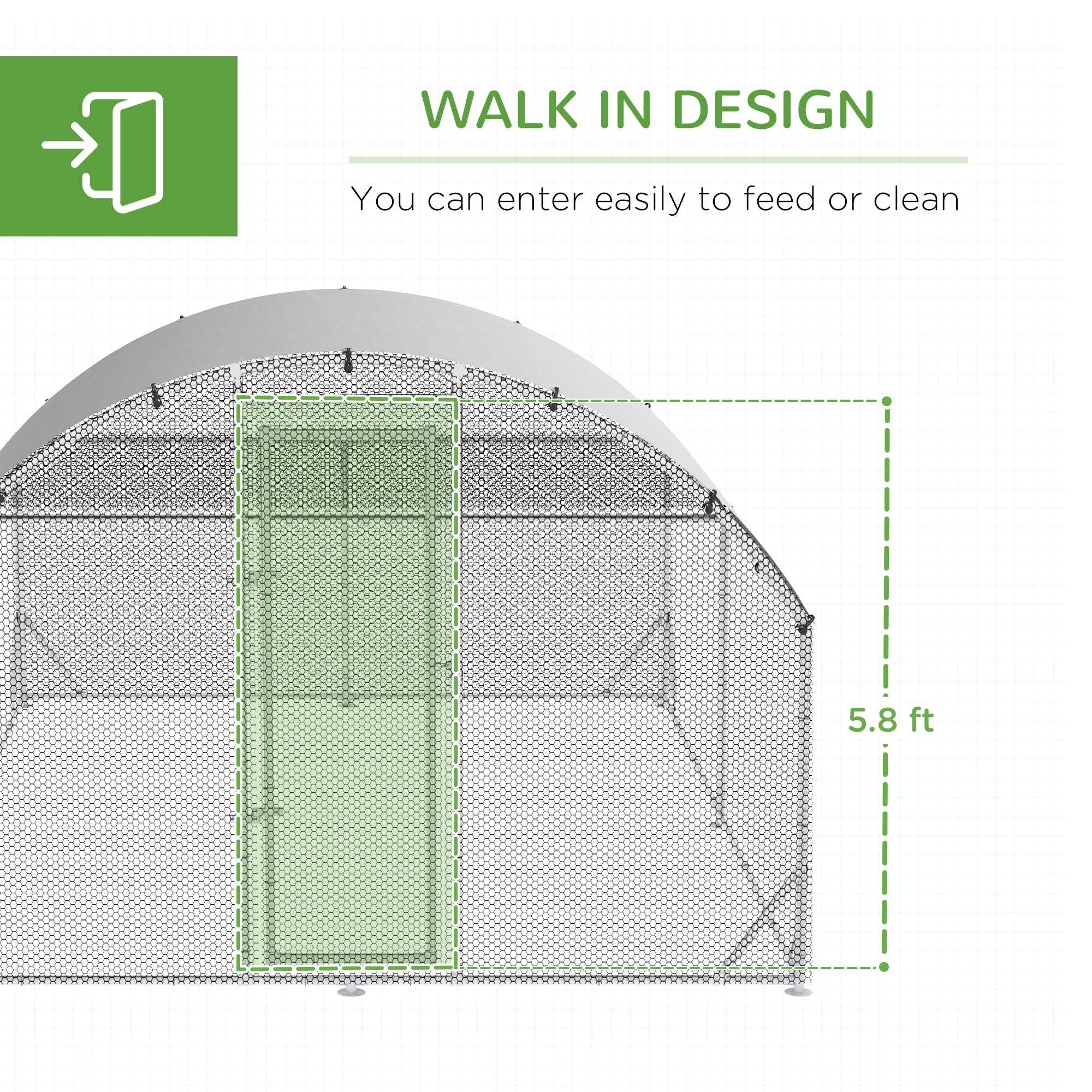 PawHut Large Chicken Coop Metal Chicken Run for Chickens with Waterproof and Anti-UV Cover, Dome Shaped Walk in Fence Cage Hen House for Outdoor and Yard Farm Use, 1" Dia, 12.5' x 9.2' x 6.4'