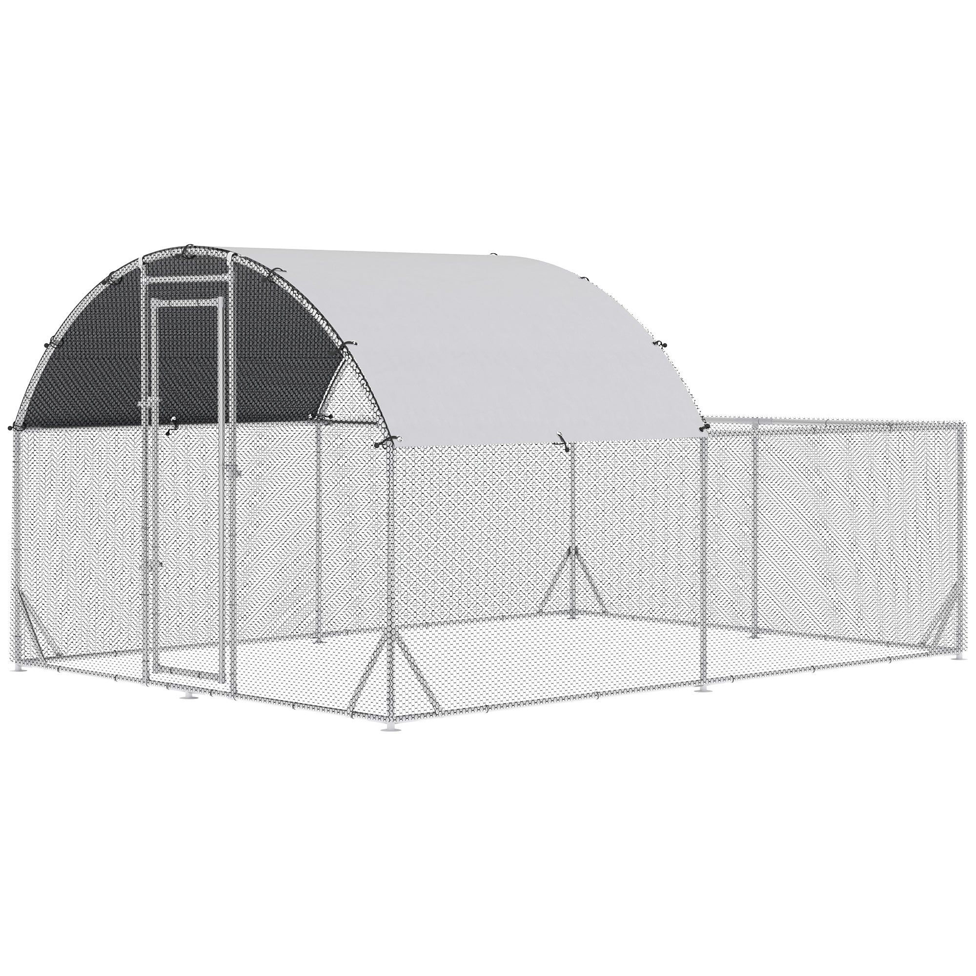 PawHut Large Chicken Coop Metal Chicken Run for Chickens with Waterproof and Anti-UV Cover, Dome Shaped Walk in Fence Cage Hen House for Outdoor and Yard Farm Use, 1" Dia, 12.5' x 9.2' x 6.4'
