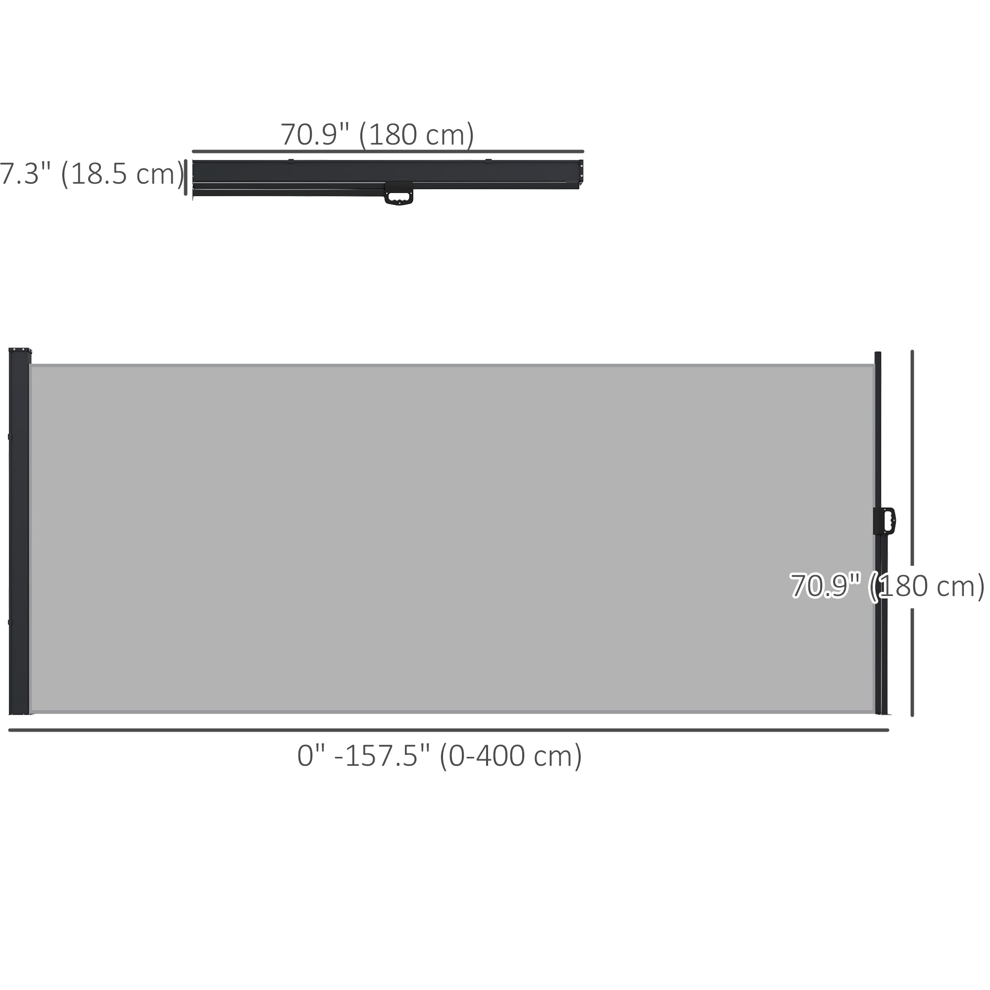Outsunny 13' x 6' Retractable Side Awning, Garden Privacy Screen Divider, Full Cassette Windbreaker for Hot Tub, Balcony, Terrace, Pool, Light Grey