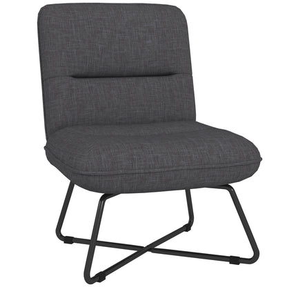HOMCOM Armless Accent Chair, Upholstered Side Chair for Living Room with Crossed Steel Legs, Dark Grey