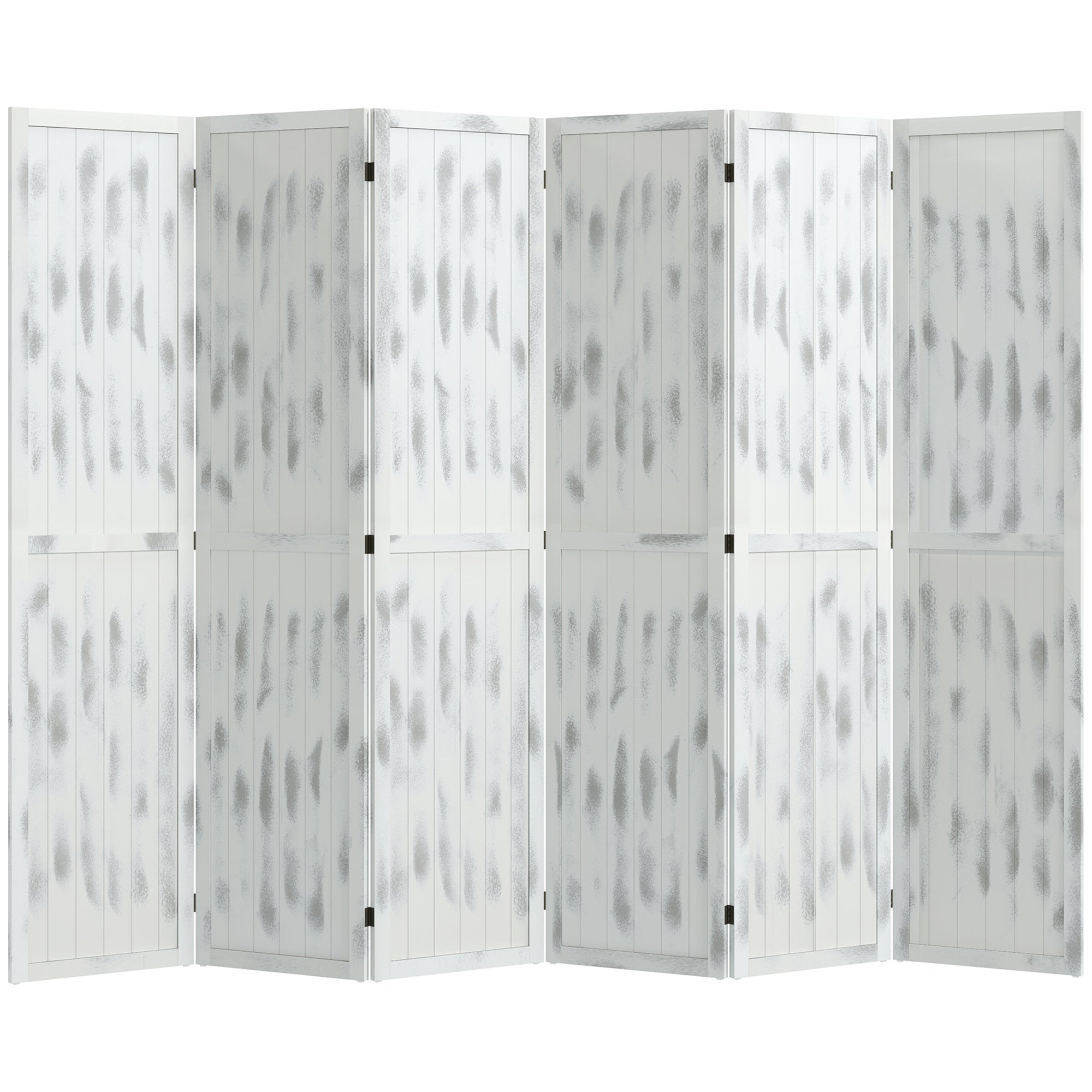 HOMCOM 5.6 FT. Tall 6-Panel Room Divider, Rustic White Panel Freestanding Folding Privacy Screen Panels, Partition Wall Divider for Indoor Bedroom Office, White