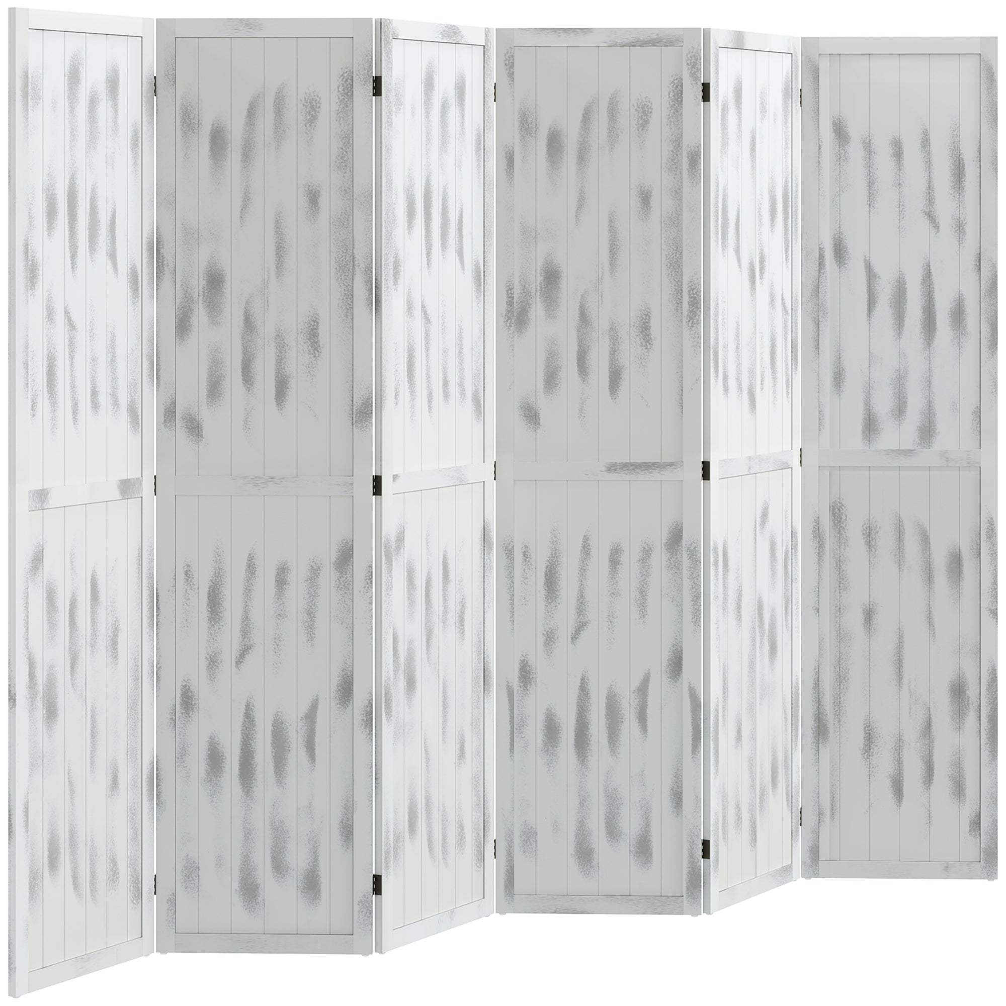 HOMCOM 5.6 FT. Tall 6-Panel Room Divider, Rustic White Panel Freestanding Folding Privacy Screen Panels, Partition Wall Divider for Indoor Bedroom Office, White