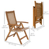 Outsunny Outdoor Folding Chair, Acacia Wood Foldable Camping Chair with 5-Level Adjustable Back, Slatted Seat, Armrest for Camping, Garden, Pool, Beach, Backyard, Teak