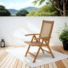 Outsunny Outdoor Folding Chair, Acacia Wood Foldable Camping Chair with 5-Level Adjustable Back, Slatted Seat, Armrest for Camping, Garden, Pool, Beach, Backyard, Teak