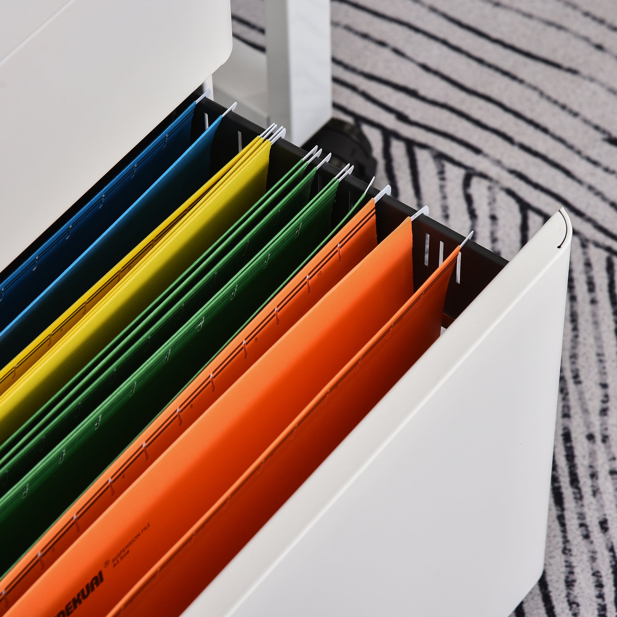 Vinsetto 3 Drawer Vertical File Cabinet, Lockable Steel Filing Cabinet with Hanging Bar for Letter A4 Legal Size Files, Printer Stand with Pre-Assembled Body, White