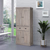 HOMCOM Freestanding Kitchen Pantry Storage Cabinet, Tall Cabinet with Drawer and Adjustable Shelves, Wood Grain