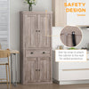 HOMCOM Freestanding Kitchen Pantry Storage Cabinet, Tall Cabinet with Drawer and Adjustable Shelves, Wood Grain