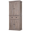 HOMCOM Freestanding Kitchen Pantry Storage Cabinet, Tall Cabinet with Drawer and Adjustable Shelves, Wood Grain