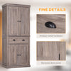 HOMCOM Freestanding Kitchen Pantry Storage Cabinet, Tall Cabinet with Drawer and Adjustable Shelves, Wood Grain