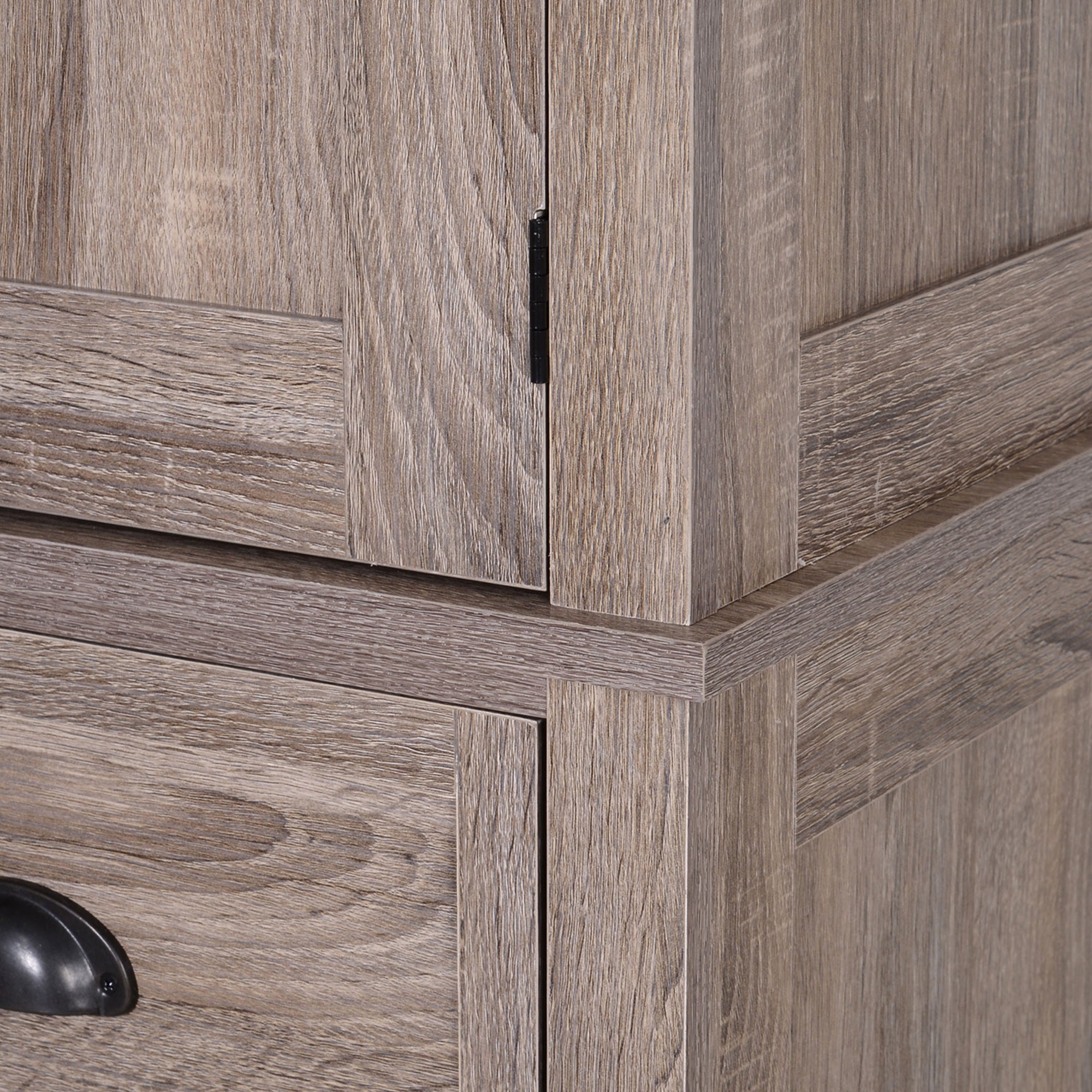 HOMCOM Freestanding Kitchen Pantry Storage Cabinet, Tall Cabinet with Drawer and Adjustable Shelves, Wood Grain