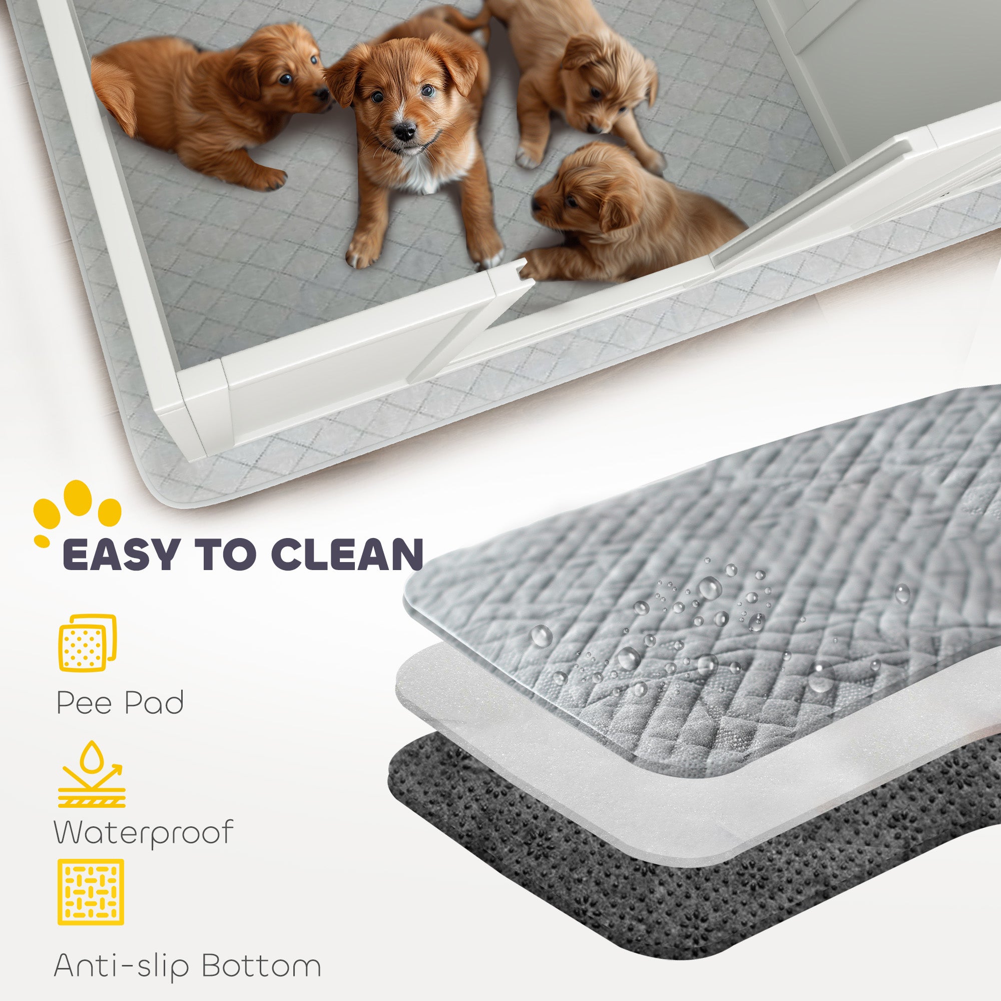 PawHut Whelping Box for Dogs, Newborn Puppy Supplies with Retractable Light Stand, Waterproof Pee Pad, Adjustable Height Door for Small and Medium Breed Dogs, 39" x 38"