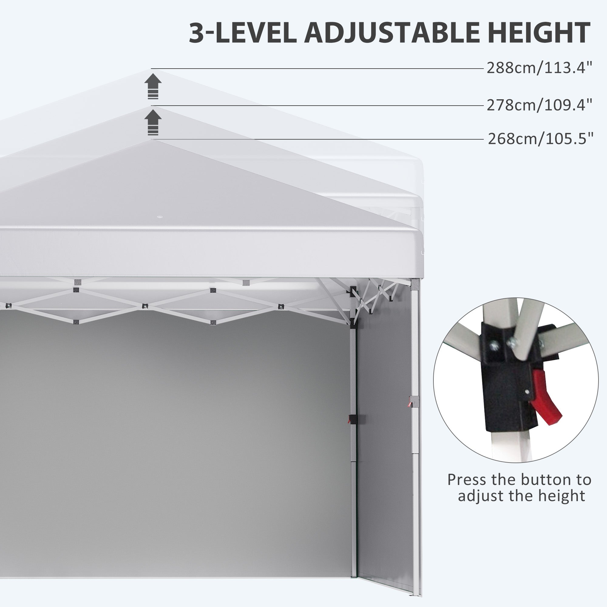 Outsunny 10' x 10' Pop Up Canopy Tent with Removable Sidewalls, Instant Shelter with Portable Roller Bag, 4 Sand Bags, Adjustable Height for Outdoor, Garden, Patio, White