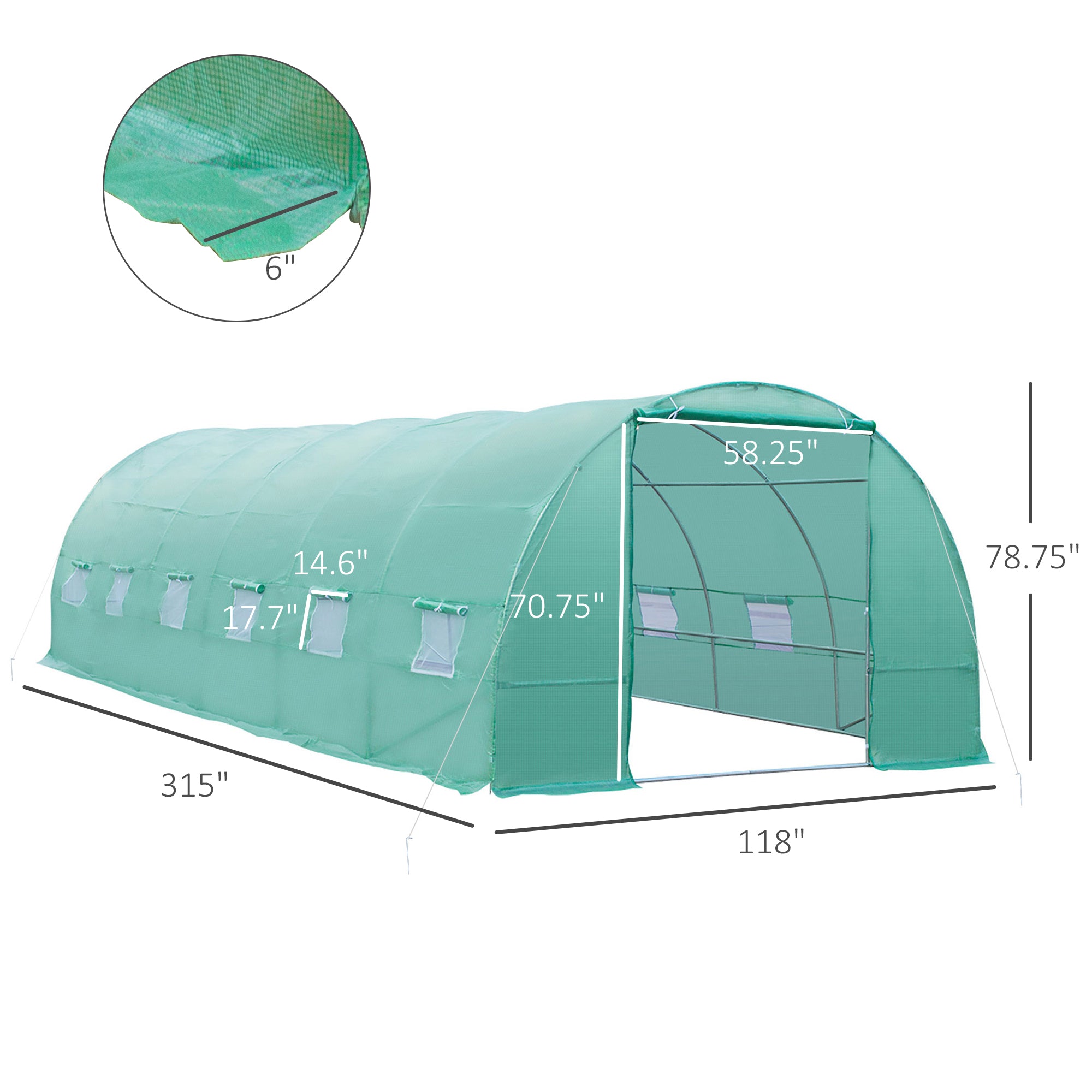 Outsunny 26' x 10' x 6.6' Large Walk in Tunnel Greenhouse Garden Plant Seed Green House Premium Steel Frame, Dark Green