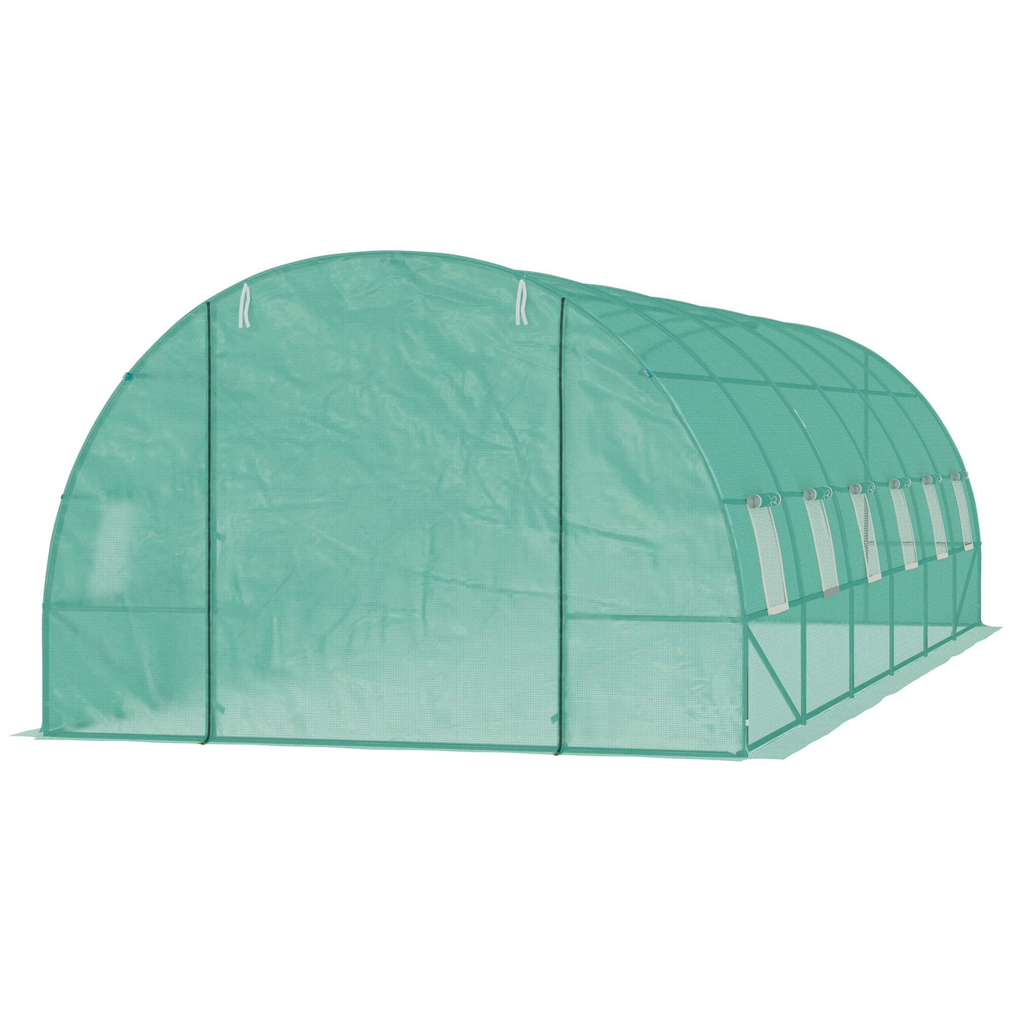 Outsunny 26' x 10' x 6.6' Large Walk in Tunnel Greenhouse Garden Plant Seed Green House Premium Steel Frame, Dark Green