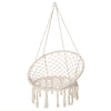 Outsunny Patio Hammock Chair, Hanging Rope Hammock Swing for Indoor & Outdoor Use with Backrest, Cotton-Polyester Blend, Fringe Tassels, Cream White
