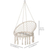 Outsunny Patio Hammock Chair, Hanging Rope Hammock Swing for Indoor & Outdoor Use with Backrest, Cotton-Polyester Blend, Fringe Tassels, Cream White