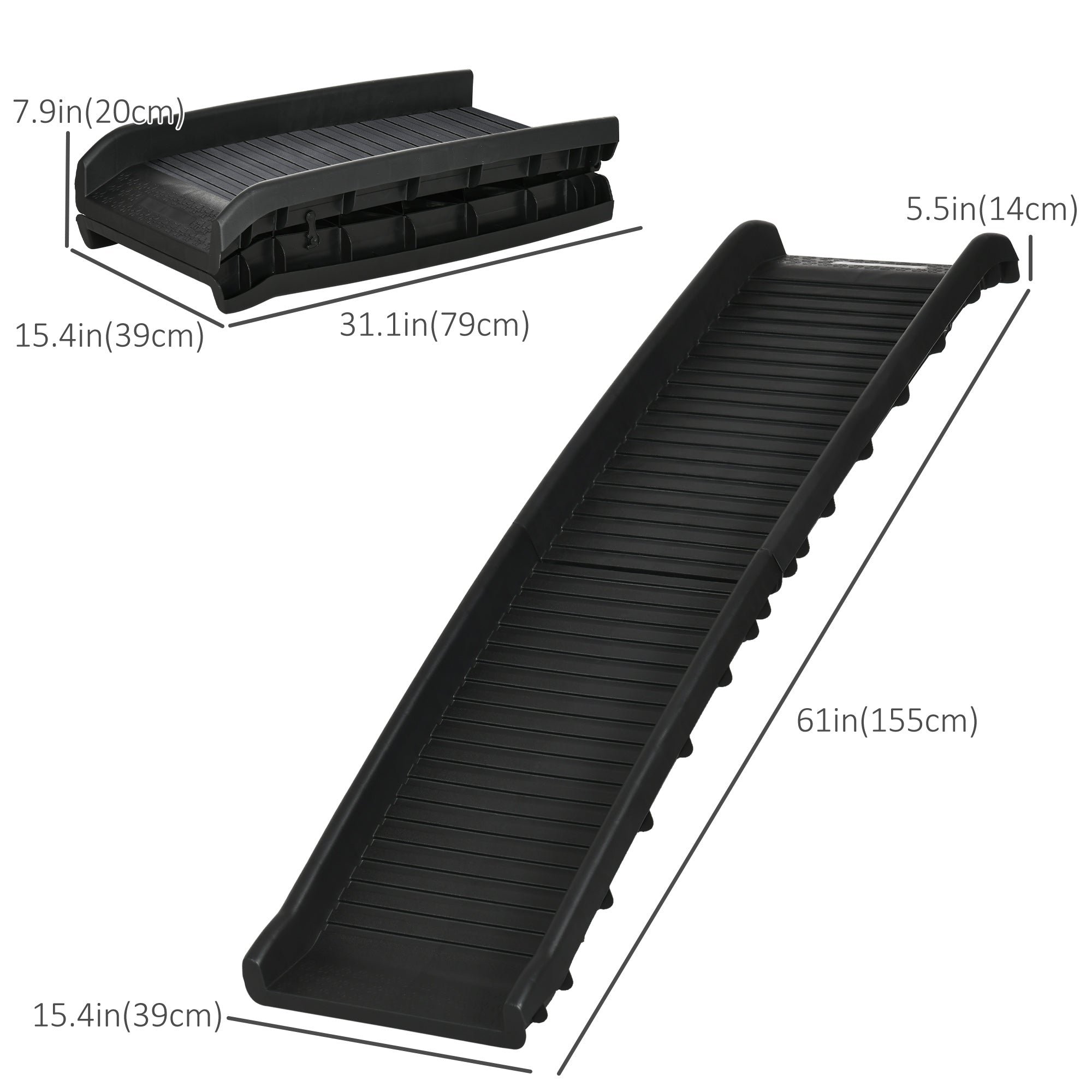 PawHut Pet Ramp for Dogs 61 Inch Long, Dog Ramps for Car, Truck, SUV, Foldable Portable