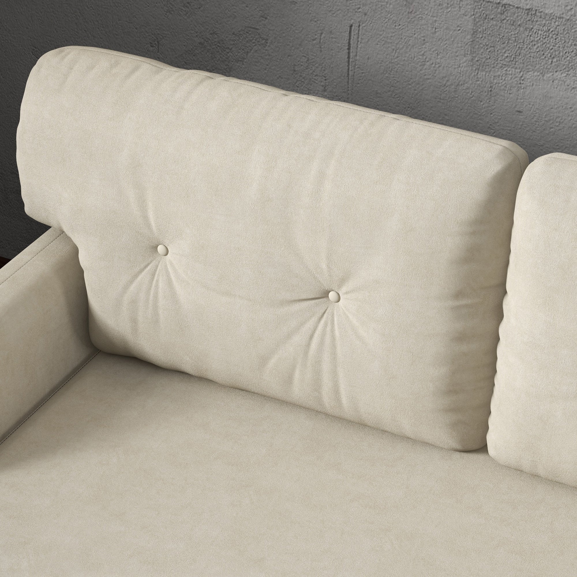 HOMCOM 58" Loveseat Sofa for Bedroom, Modern Love Seats Furniture, Upholstered 2 Seater Couch with 2 Tufted Back Cushion, Steel Frame and Beech Wood Legs for Living Room, Beige