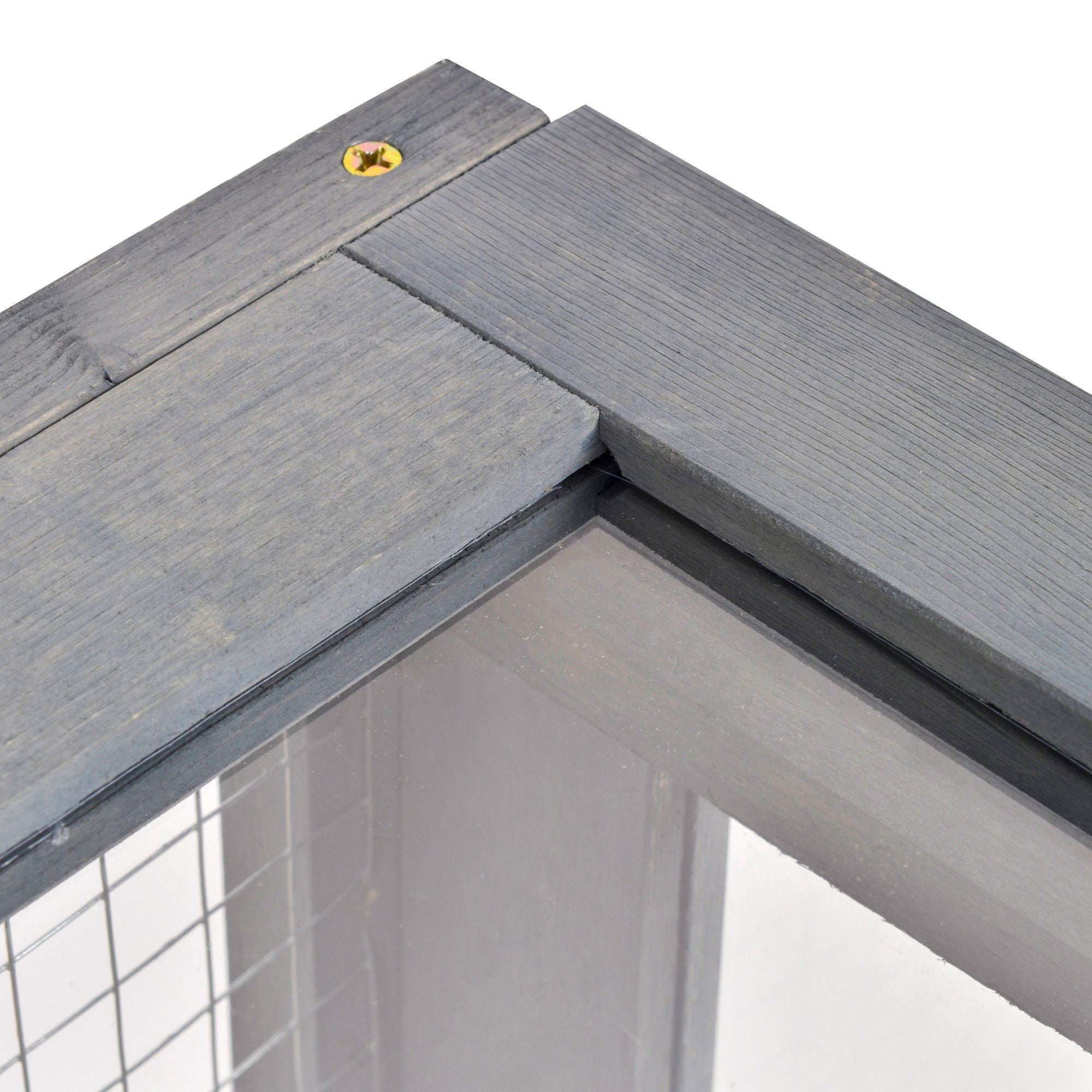PawHut Tortoise House with Mesh Roof, Small Reptile Wooden House, Tortoise Enclosure with Removable Side Panel, for Indoor - Grey