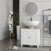 kleankin Bathroom Vanity, Floor Standing Bathroom Vanity Cabinet, Pedestal Sink Storage Cabinet with Adjustable Shelf, Double Doors, White and Natural