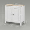 kleankin Bathroom Vanity, Floor Standing Bathroom Vanity Cabinet, Pedestal Sink Storage Cabinet with Adjustable Shelf, Double Doors, White and Natural