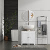 kleankin Bathroom Vanity, Floor Standing Bathroom Vanity Cabinet, Pedestal Sink Storage Cabinet with Adjustable Shelf, Double Doors, White and Natural