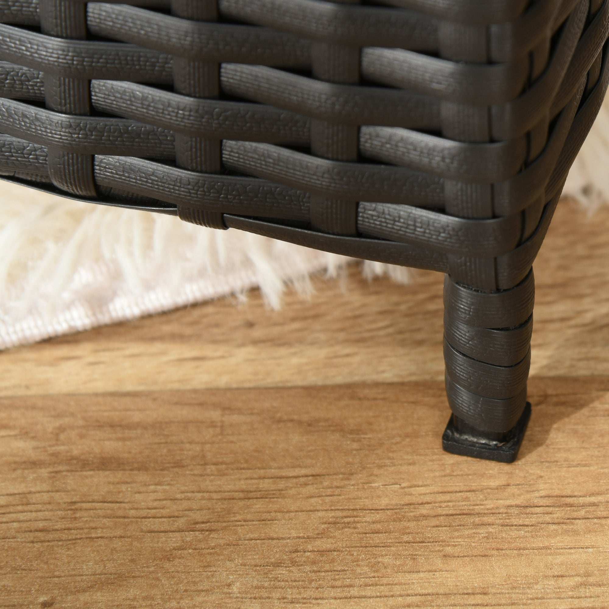 PawHut Rattan Dog Sofa with Soft Cushion, Raised Pet Bed Cat Chair Couch with Soft Washable Cushion, Indoor Outdoor Use, for Mini and Small Sized Dogs - Black