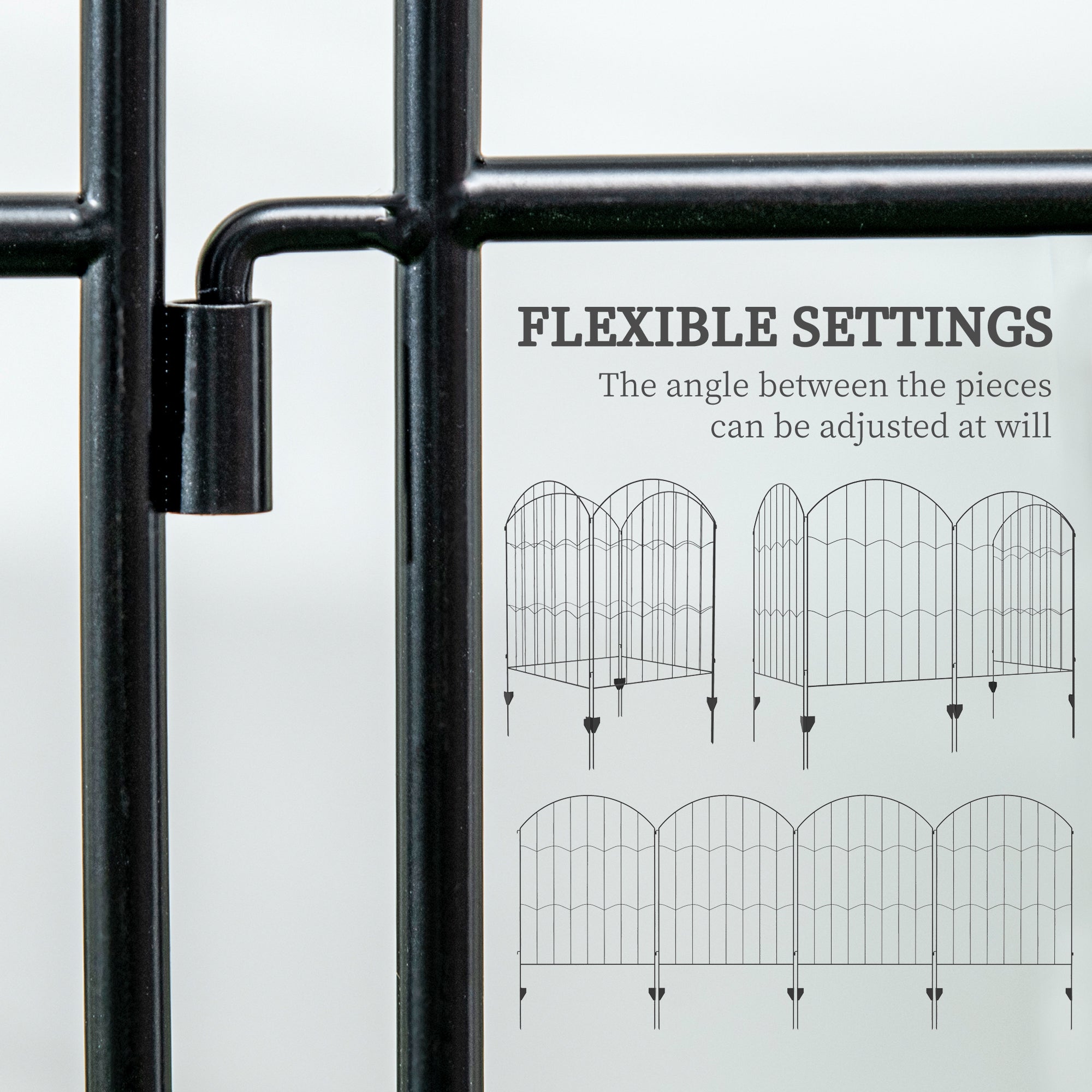 Outsunny Garden Fence, 4 Pack Steel Fence Panels, 11.4' L x 43