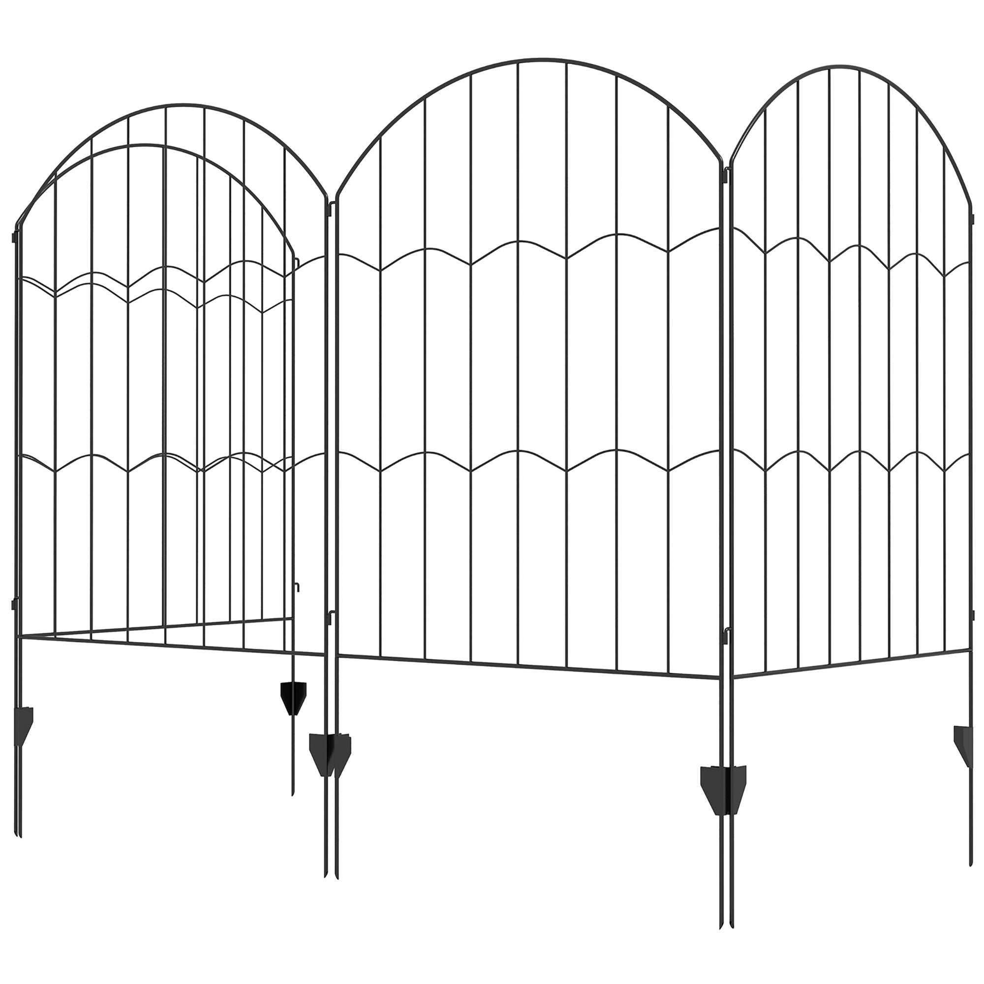 Outsunny Garden Fence, 4 Pack Steel Fence Panels, 11.4' L x 43" H, Rust-Resistant Animal Barrier, Decorative Border Flower Edging for Yard, Patio, Outdoor Decor, Wave