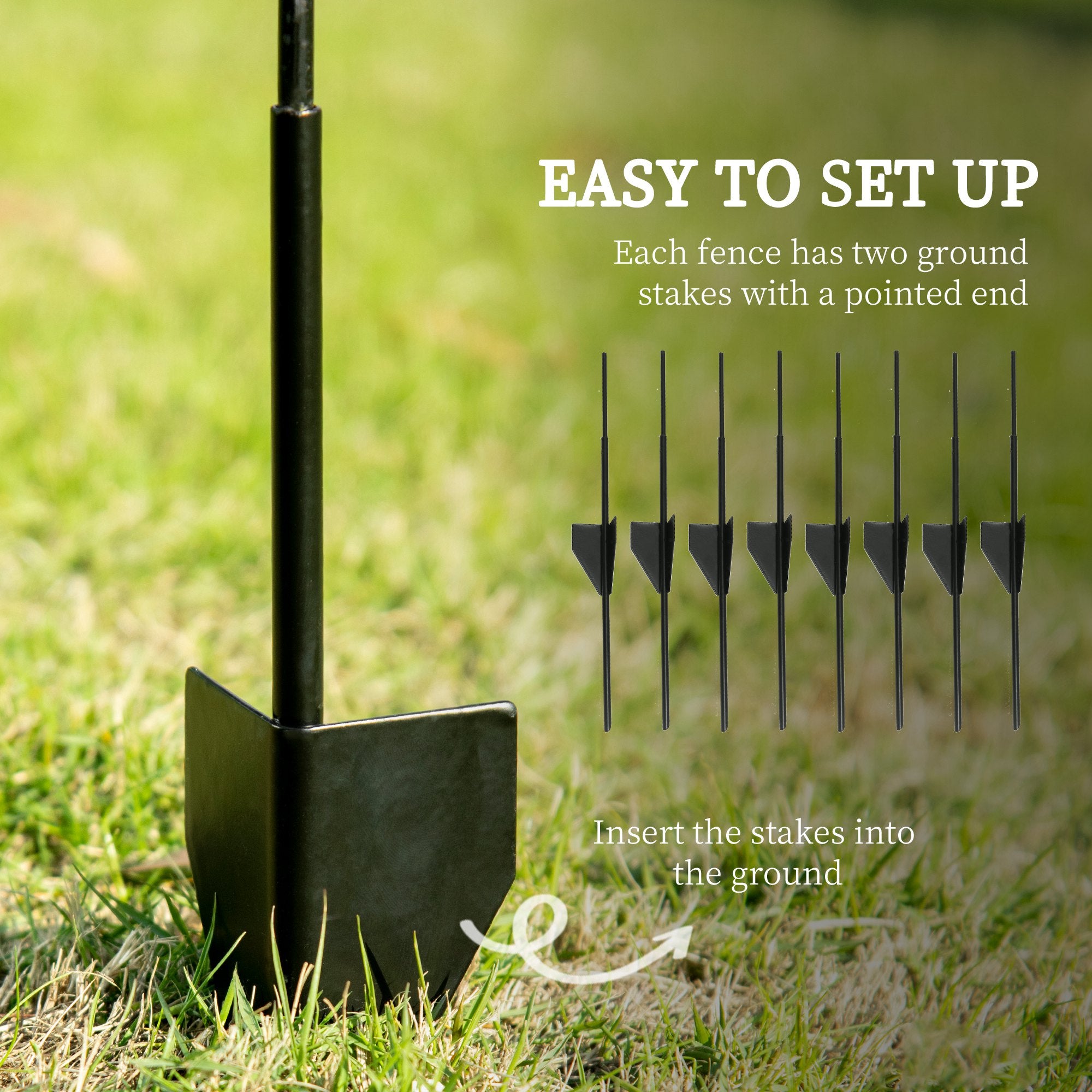 Outsunny Garden Fence, 4 Pack Steel Fence Panels, 11.4' L x 43