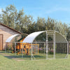 PawHut Chicken Run, 24.9' x 9.2' Metal Chicken Coop with Waterproof and Anti-UV Cover, Door for 20-24 Chickens, Ducks, Rabbits, Sliver