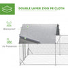 PawHut Chicken Run, 24.9' x 9.2' Metal Chicken Coop with Waterproof and Anti-UV Cover, Door for 20-24 Chickens, Ducks, Rabbits, Sliver