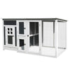 PawHut 63" Chicken Coop Wooden Hen House Rabbit Hutch Poultry Cage Pen Outdoor Backyard with Nesting Box and Run Small Animal Cage PC Roof Grey