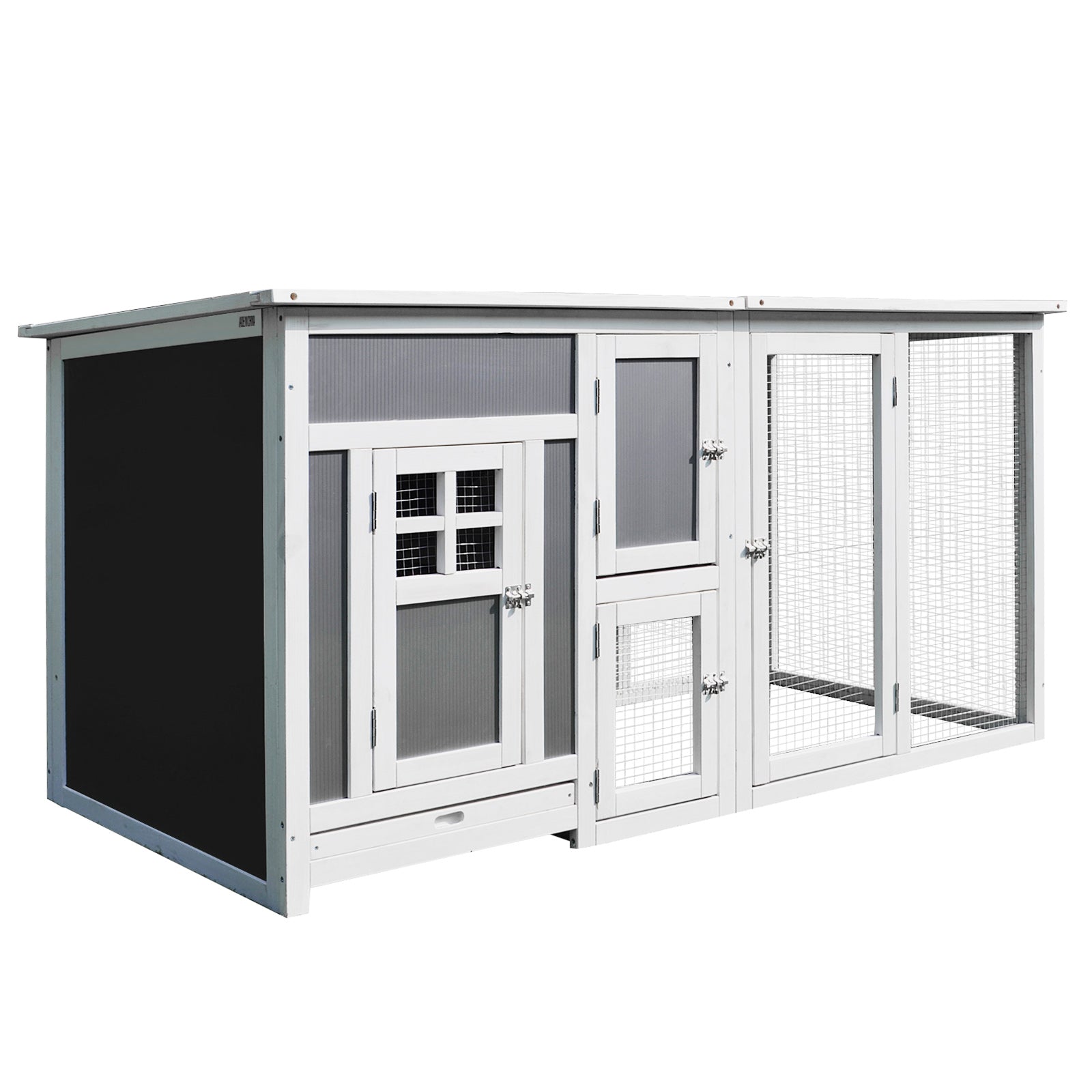 PawHut Wood Chicken Coop Hutch Hen House Cage PC Roof w/ Run Nest Box Deluxe 160 x 75 x 80 cm