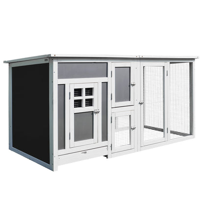 PawHut Wood Chicken Coop Hutch Hen House Cage PC Roof w/ Run Nest Box Deluxe 160 x 75 x 80 cm