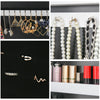 HOMCOM Lighted Mirrored Jewelry Cabinet Floor Free Standing Armoire Organizer Storage Necklaces Bracelets Rings Earrings Angle Adjustable w/16 LED Lights Warm White