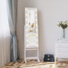 HOMCOM Lighted Mirrored Jewelry Cabinet Floor Free Standing Armoire Organizer Storage Necklaces Bracelets Rings Earrings Angle Adjustable w/16 LED Lights Warm White
