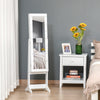 HOMCOM Lighted Mirrored Jewelry Cabinet Floor Free Standing Armoire Organizer Storage Necklaces Bracelets Rings Earrings Angle Adjustable w/16 LED Lights Warm White