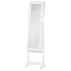 HOMCOM Lighted Mirrored Jewelry Cabinet Floor Free Standing Armoire Organizer Storage Necklaces Bracelets Rings Earrings Angle Adjustable w/16 LED Lights Warm White
