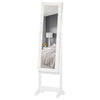 HOMCOM Lighted Mirrored Jewelry Cabinet Floor Free Standing Armoire Organizer Storage Necklaces Bracelets Rings Earrings Angle Adjustable w/16 LED Lights Warm White