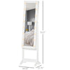 HOMCOM Lighted Mirrored Jewelry Cabinet Floor Free Standing Armoire Organizer Storage Necklaces Bracelets Rings Earrings Angle Adjustable w/16 LED Lights Warm White