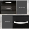 HOMCOM Modern Nightstand Set of 2, Bedside Tables with 3 High Gloss Drawers for Bedroom, Black