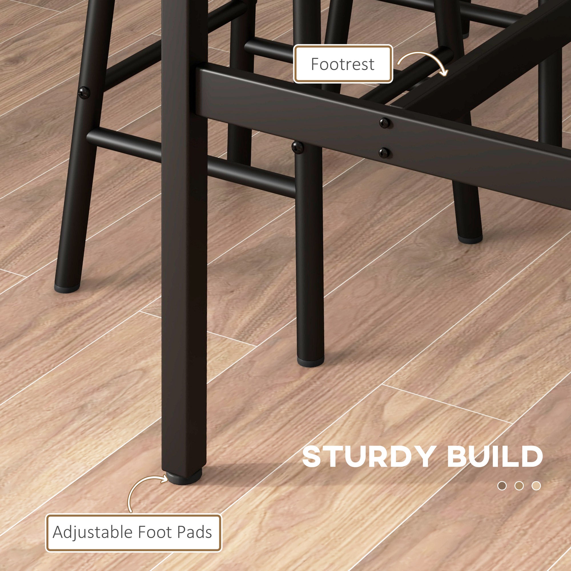 HOMCOM 5-Piece Counter Height Bar Table Set, Dining Table Set for 4 with Bar Stools, Kitchen Table and Chairs for Pub, Dining Room, Rustic Brown