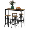 HOMCOM 5-Piece Counter Height Bar Table Set, Dining Table Set for 4 with Bar Stools, Kitchen Table and Chairs for Pub, Dining Room, Rustic Brown