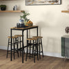 HOMCOM 5-Piece Counter Height Bar Table Set, Dining Table Set for 4 with Bar Stools, Kitchen Table and Chairs for Pub, Dining Room, Rustic Brown