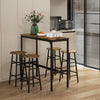 HOMCOM 5-Piece Counter Height Bar Table Set, Dining Table Set for 4 with Bar Stools, Kitchen Table and Chairs for Pub, Dining Room, Rustic Brown