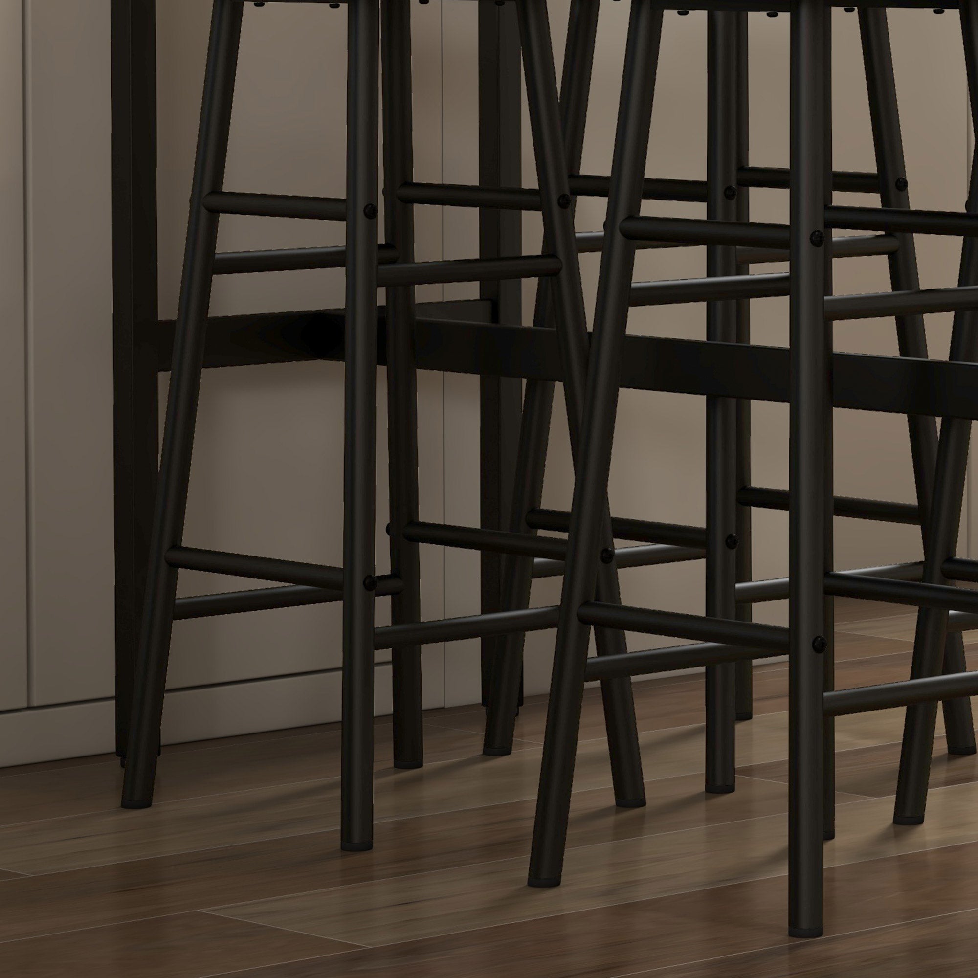 HOMCOM 5-Piece Counter Height Bar Table Set, Dining Table Set for 4 with Bar Stools, Kitchen Table and Chairs for Pub, Dining Room, Rustic Brown