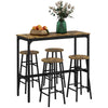 HOMCOM 5-Piece Counter Height Bar Table Set, Dining Table Set for 4 with Bar Stools, Kitchen Table and Chairs for Pub, Dining Room, Rustic Brown