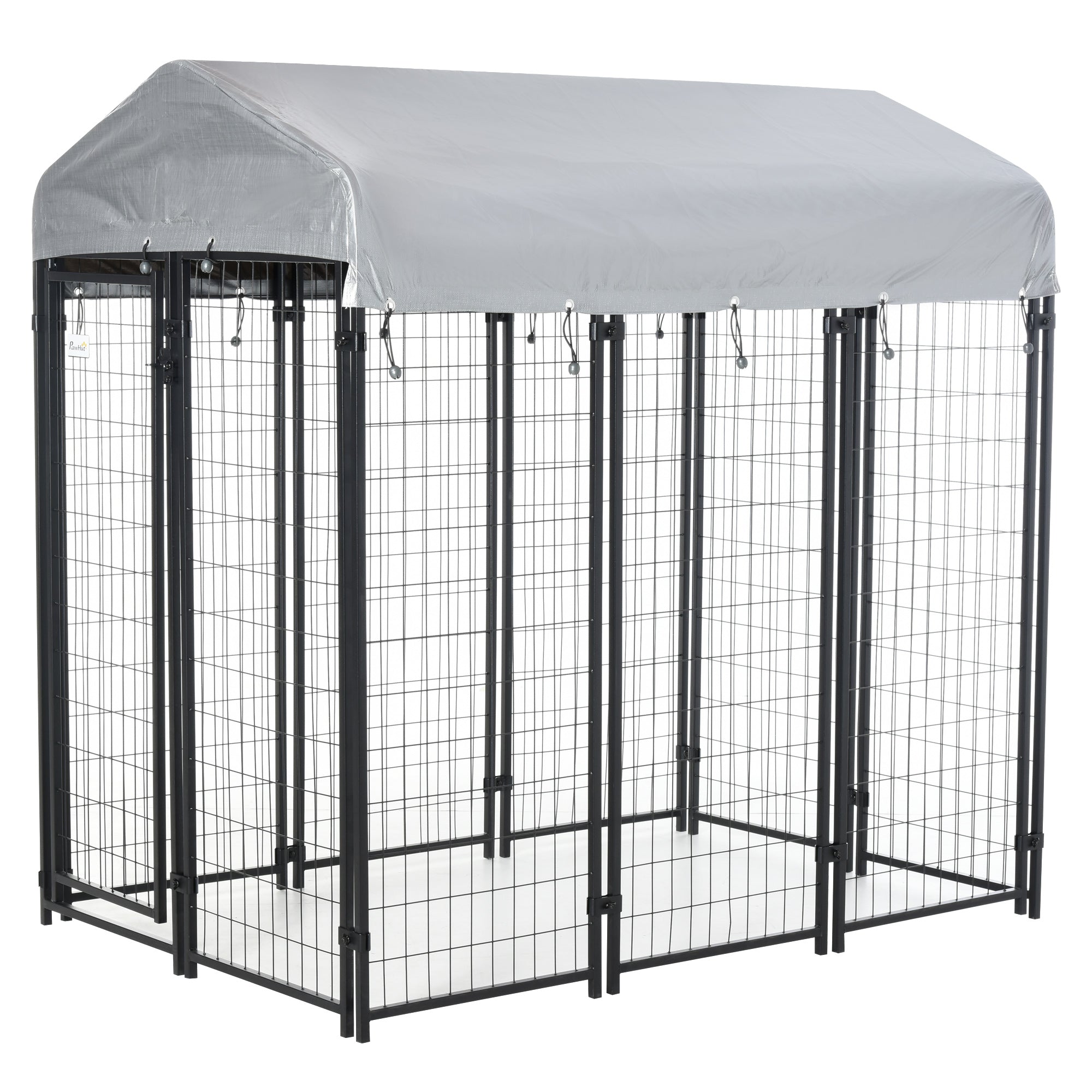 PawHut Outdoor Dog Kennel, Metal Playpen Fence Dog Run with UV-Resistant Canopy and Locks, for Medium and Large Dogs, 183 x 121 x 183cm
