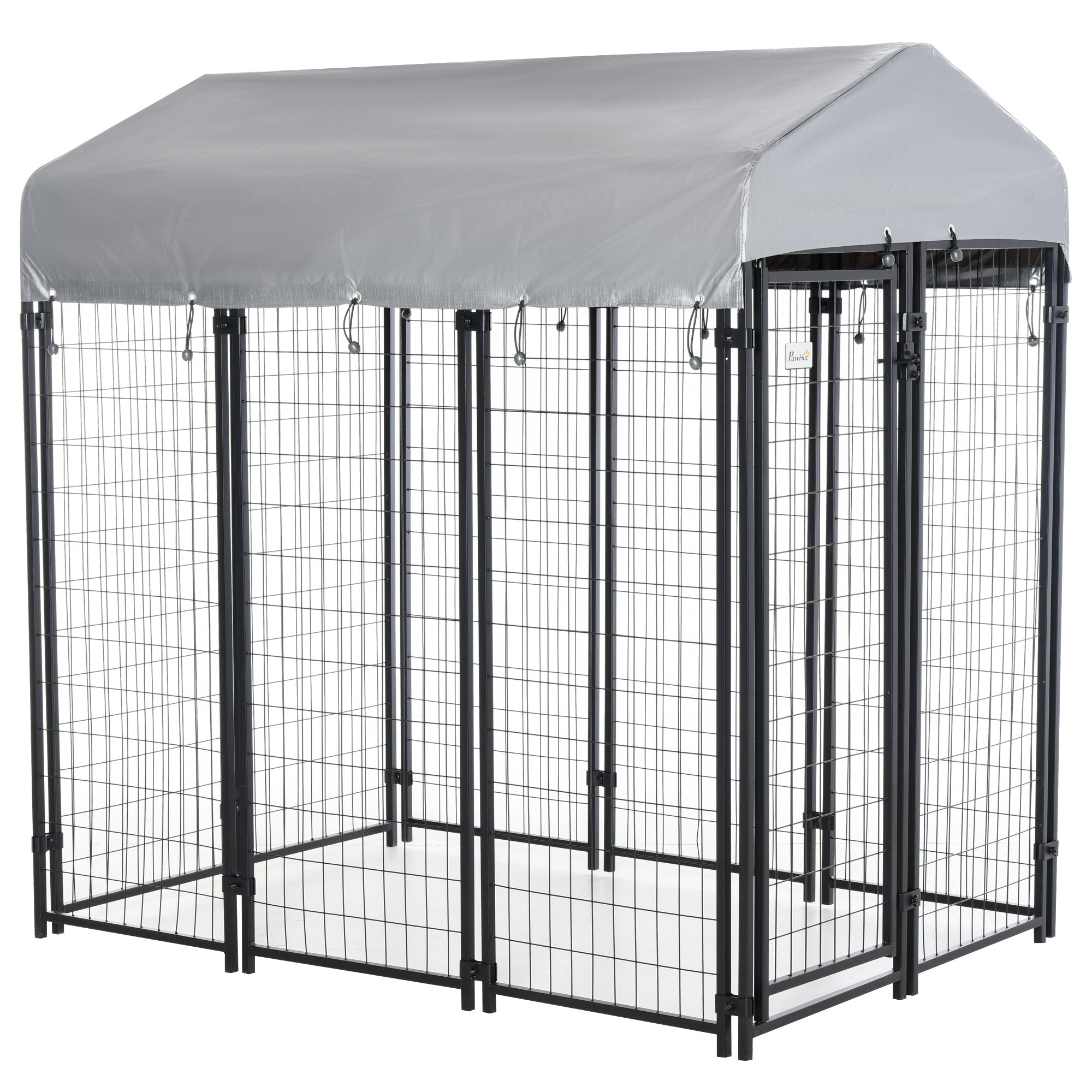 PawHut Outdoor Dog Kennel, Metal Playpen Fence Dog Run with UV-Resistant Canopy and Locks, for Medium and Large Dogs, 183 x 121 x 183cm